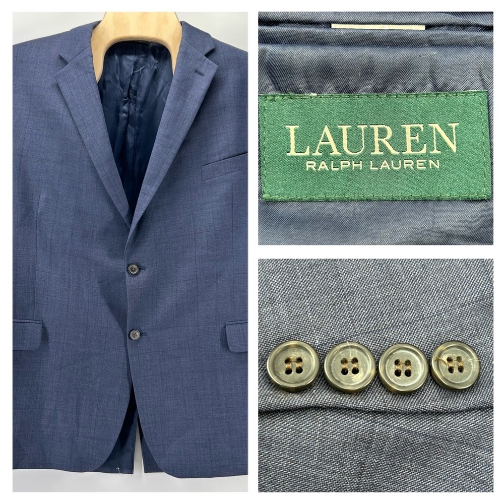 Lauren Ralph Lauren Blazer Mens 50R Blue Glen Plaid 100% Wool Sport Coat Jacket